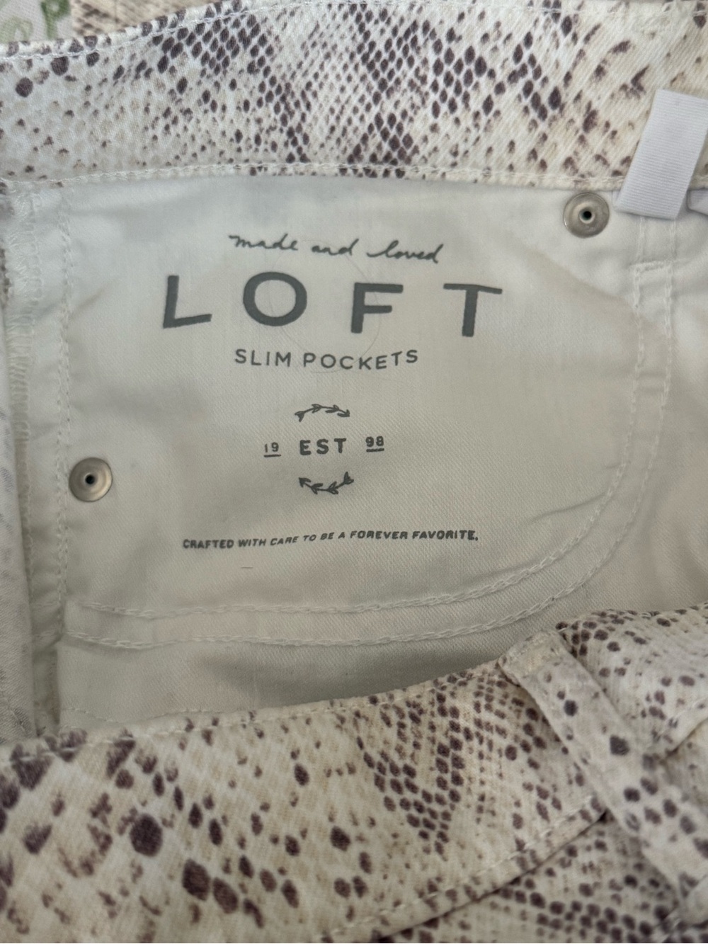 LOFT Neutral Snake-Print Jeans in Taupe and Cream - Picture 10 of 10